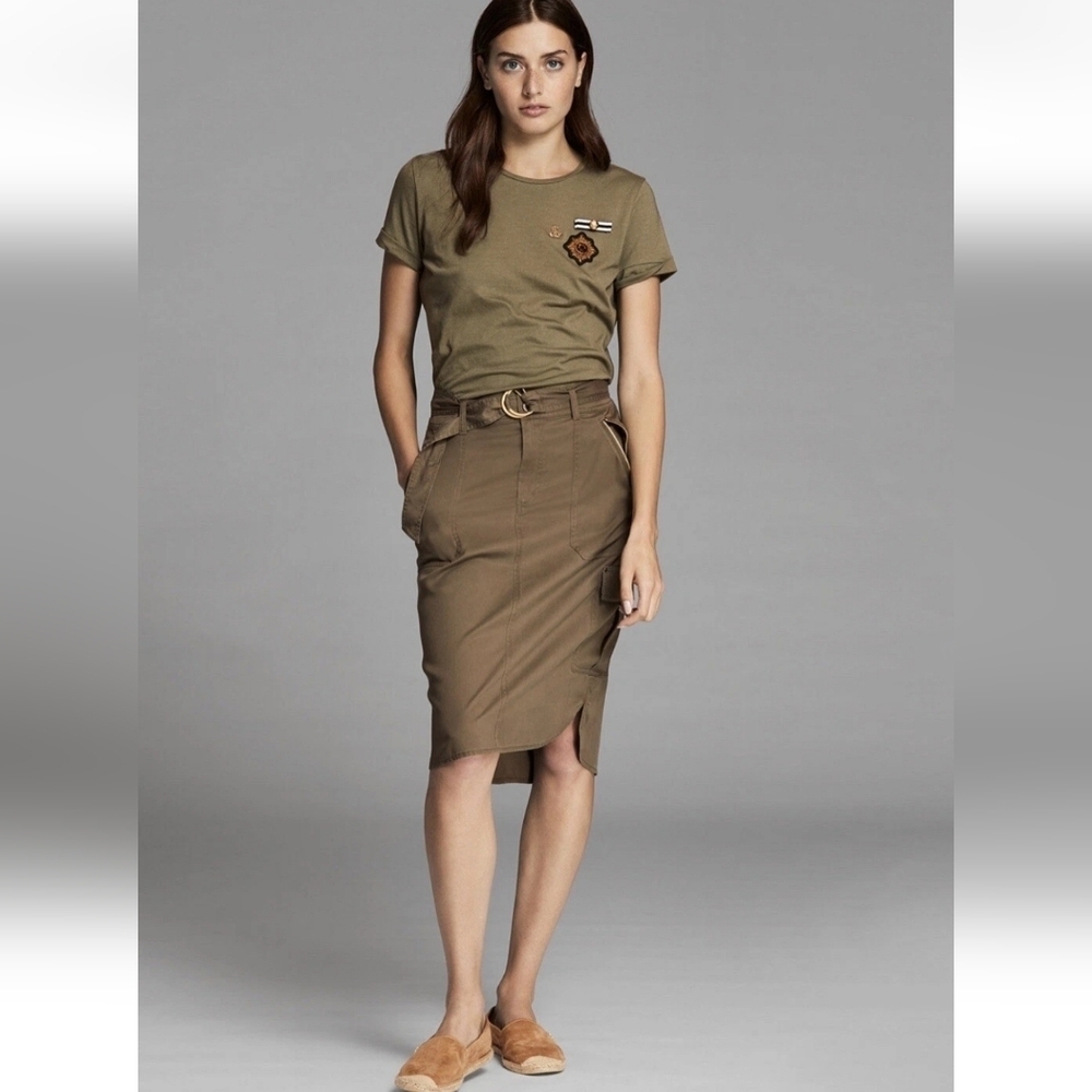 🎊Host Pick🎊 POLO Ralph Lauren Khaki Utility Cargo Pocket Belted Skirt Size 14